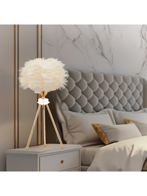 Apliqa Belinay Gold Abajur Masa Lambası Metal Malzeme İle Şık Tasarım Yatak Odası Ve Salon Kullanımı