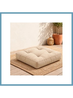 Bezos Kapitone Kare Yer Minderi · 60 × 60 × 5 cm | Krem | Iç Mekân MBT06