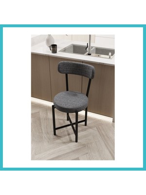 Defne Store Sandalye 1 Adet Keten Kumaş Metal Ayak Modern Mutfak Sandalyesi Cafe Balkon Ofis Teddy 9816 Gri Dfnbez