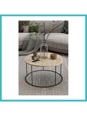 Defne Store Terra Yuvarlak Orta Sehpa Bej 70 cm Dfnbez