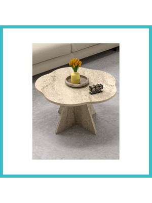Defne Store Çiçek Orta Sehpa Bej 70 cm Dfnbez