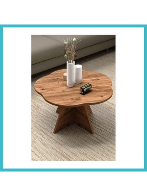 Defne Store Çiçek Orta Sehpa Kahverengi 70 cm Dfnbez
