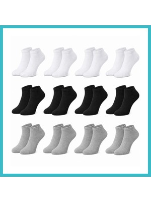 Defne Store Erkek Bambu Patik Çorap 12'li Paket, Siyah Beyaz Gri, Nefes Alan Nem Emici Yumuşak Günlük Spor Bilek Çorabı · Beden: 39-44 · Renk: Siyah 12 Li Dfnbez