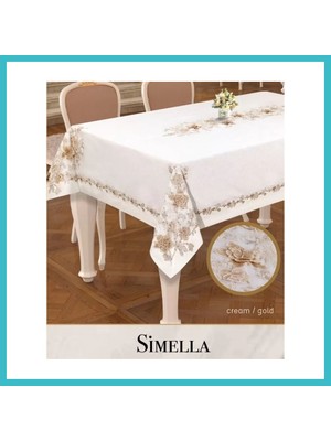 Defne Store Keten Simella Model 160X300 cm Krem-God Detay Masa Örtüsü Modern Tasarım Dfnbez