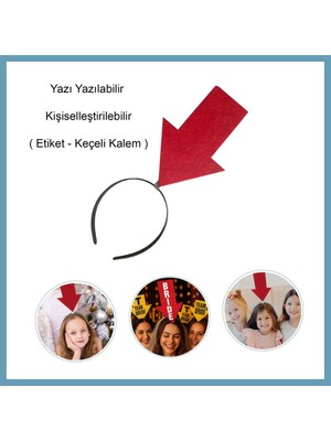 Bezos Kişiselleştirilebilir Ok Taç ? Üzerine Yazı Yazılabilen Parti Tacı Kırmızı Renk MBT06