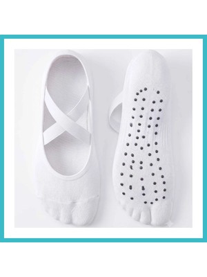 Defne Store Kaymaz Tabanlı Kadın Balerin Tasarımlı Yoga Pilates Çorabı Çapraz Bantlı Spor Çorap Hac Umre Çorabı · Renk: Siyah · Beden: 36-40 Dfnbez