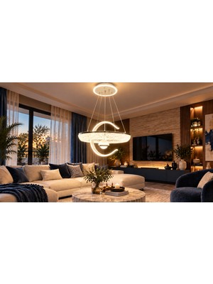ADOĞAN Miray 3 Renkli Kumandalı LED Avize Salon ve Oturma Odası