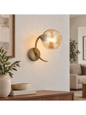 Apliqa Pireal Tekli Eskitme Bal Camlı Modern Yatak Başı, Salon Aplik