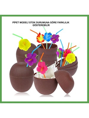 Bezos Hindistan Cevizi Hawaii Luau Aloha Pipetli Içecek Kabı Bardak 10X13 cm 1 Adet Mgc