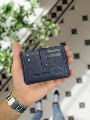 Visso Leather Visso 8600 Minimalist Yatay Cüzdan Hakiki Deri Kartlık Özellikli Günlük Kullanım İçin Lacivert