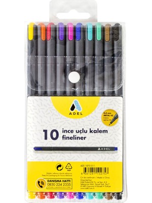 Adel Fineliner 10 Renk Karışık 870011