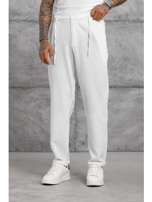 Nomarc Erkek Pantolon Gst Boyfrıend Beyaz Keten