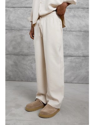 Nomarc Erkek Pantolon Modal Kumaş Alt Krem Oversize Baggy