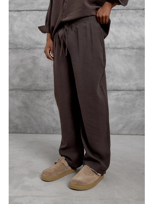 Nomarc Erkek Pantolon Modal Kumaş Alt Mürdüm Oversize Baggy
