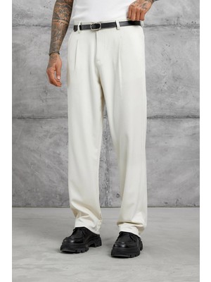Nomarc Erkek Pantolon Jggrm Kumaş Ekru Beyaz Baggy