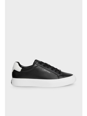 Calvin Klein Kadın Marka Logolu Bağcıklı Kaydırmaz Tabanlı Günlük Siyah Sneaker HW0HW02037-0GN