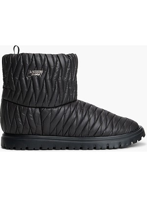 Tommy Hilfiger Kadın Su Itici Kapitoneli Içi Sıcak Astarlı Metal Logolu Siyah Bot & Bootie EN0EN03162-BDS