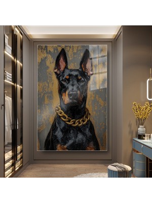 idora Siyah Kahverengi Köpek Portresi Cam Tablo – Modern Endüstriyel Dekor | Cam Tablo