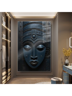 idora Geometrik Maskeli Yüz Cam Tablo – Modern Dekorasyon | Cam Tablo | Modern Duvar Dekoru