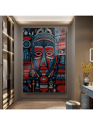 idora Geometrik Maske Cam Tablo – Etnik Esintili Modern Duvar Dekoru | Cam Tablo | Modern Duvar Dekoru