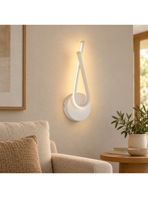 Apliqa Pedra Beyaz 20 Watt Duvar Lambası Modern Tasarım Salon Led Aplik