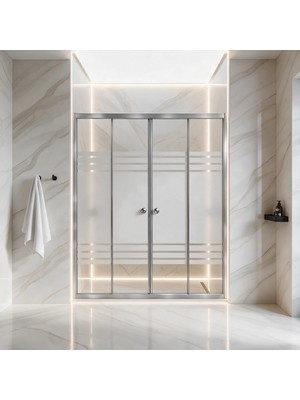 Durul 4mm Siyah Çizgili Duşakabin Ön Cephe Alüminyum Malzeme Modern Tasarım 180 cm Yükseklik