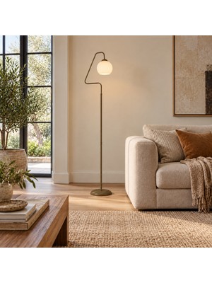 Apliqa Seül Beyaz Camlı Eskitme Modern Tasarım Metal Lambader