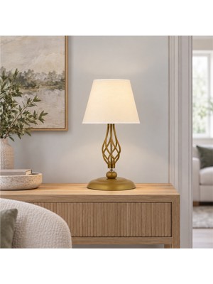 Apliqa Lupin Beyaz Şapkalı Gold Masa Lambası Modern Tasarım Salon-Yatak Odası Abajur