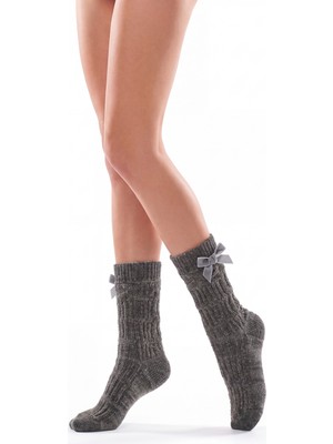 Suwen Fluffy Velvet Ribbon Soket Çorap