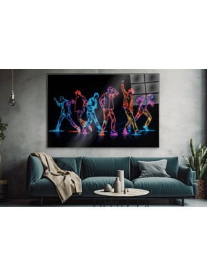 idora Neon Dansçı Figürleri Cam Tablo – Modern Sokak Sanatı Dekoru | Cam Tablo | Modern Duvar Dekoru
