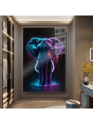 idora Neon Fil Cam Tablo – Elektrik Mavisi ve Mor Tonlarda Dikey Duvar Dekoru
