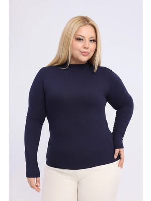Yade Fashion Büyük Beden - Kadın Balıkçı Yaka Uzun Kol Body