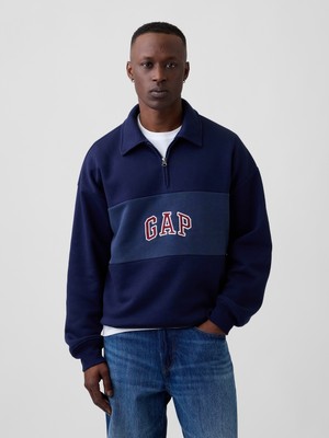 Gap Erkek Lacivert Oversized Gap Logo Yarım Fermuarlı Sweatshirt
