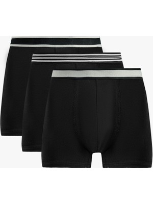 Koton Çizgili Lastikli Pamuklu 3’lü Boxer Seti