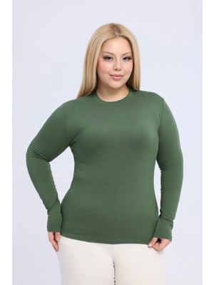 Yade Fashion Büyük Beden - Kadın Bisiklet Yaka Uzun Kol Body