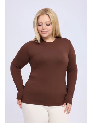 Yade Fashion Büyük Beden - Kadın Bisiklet Yaka Uzun Kol Body