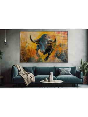 idora Güçlü Boğa Cam Tablo – Soyut Modern Dekorasyon | Cam Tablo | Modern Duvar Dekoru