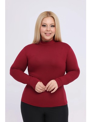 Yade Fashion Büyük Beden - Kadın Balıkçı Yaka Uzun Kol Body