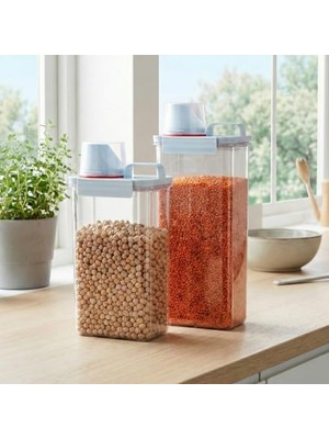 Die Grup Pikas 2'li Büyük Boy Saklama Kabı – Ölçekli Kapak, Sızdırmaz Erzak Bakliyat ve Deterjan Için Çok Amaçlı Set (2300-2800 Ml)
