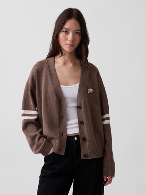 Gap Kadın Kahverengi 100% Pamuk Oversized Gap Logo Triko Hırka