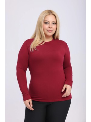Yade Fashion Büyük Beden - Kadın Bisiklet Yaka Uzun Kol Body