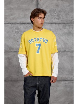 Nomarc Sarı Dotstud 7 Baskılı Oversıze Sweatshırt