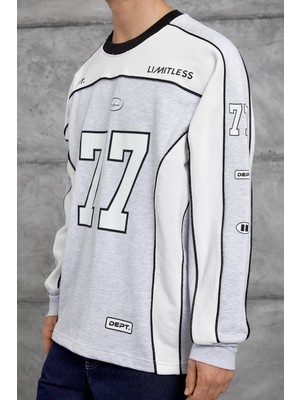 Nomarc Erkek Sweatshirt 77 Numara Gri Oversize
