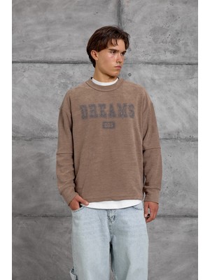 Nomarc Kahverengi Dreams Baskı Dokuma Kumaş Oversıze Sweatshırt