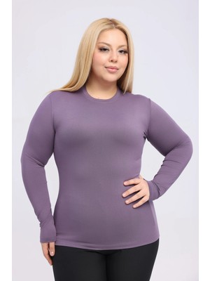 Yade Fashion Büyük Beden - Kadın Bisiklet Yaka Uzun Kol Body