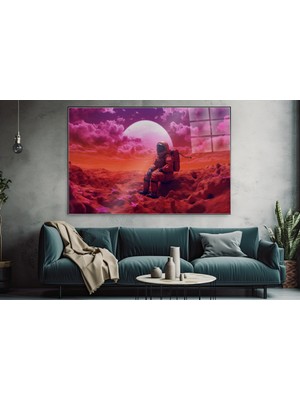 idora Kızıl Gezegen Yüzeyinde Astronot Yatay Temperli Cam Tablo | Cam Tablo | Modern Duvar Dekoru