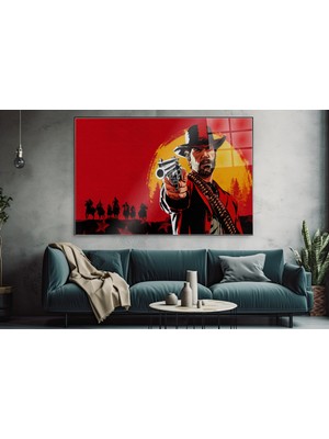idora Silah Doğrultan Kovboy Cam Tablo – Western ve Dramatik Duvar Dekoru | Cam Tablo | Modern Duvar Dekoru