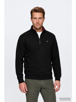 Wrangler Selanik Half Zip Erkek Siyah SWEATSHIRT-W2620081001