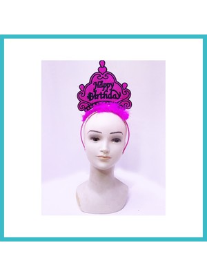 Defne Store Happy Birthday Neon Fuşya Renk Doğum Günü Tacı 24X15 cm Dfnbez