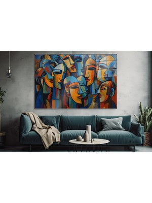 idora Stilize Yüzler Cam Tablo – Renkli Modern Sanat Dekoru | Cam Tablo | Modern Duvar Dekoru